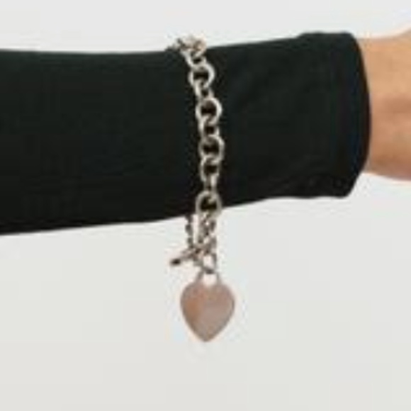 Silver Large Chain Link Breast Cancer Awareness Ribbon Toggle Clasp Bracelet - Picture 4 of 7